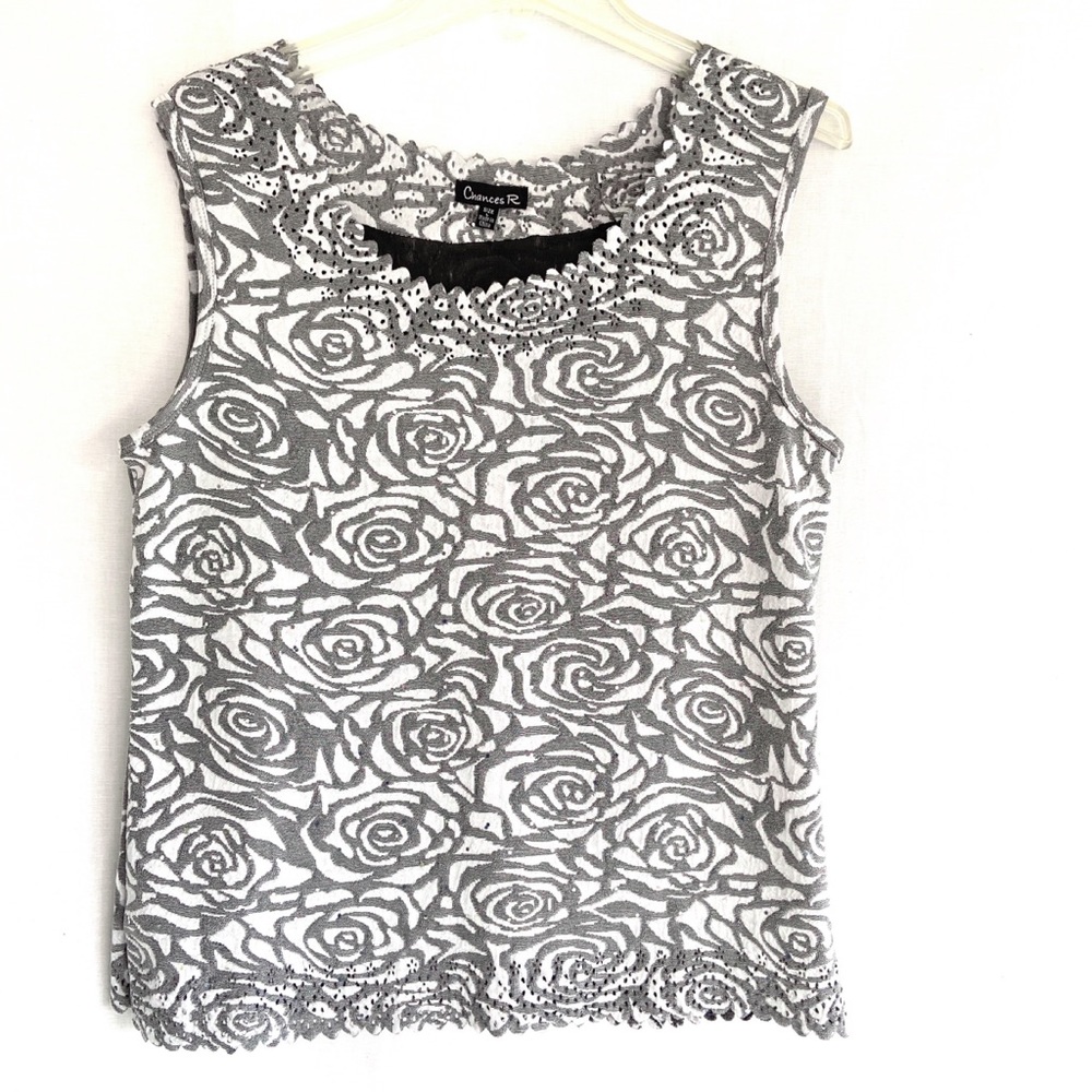 Chances R Scallop Edge Tank Top w Stretch Size L